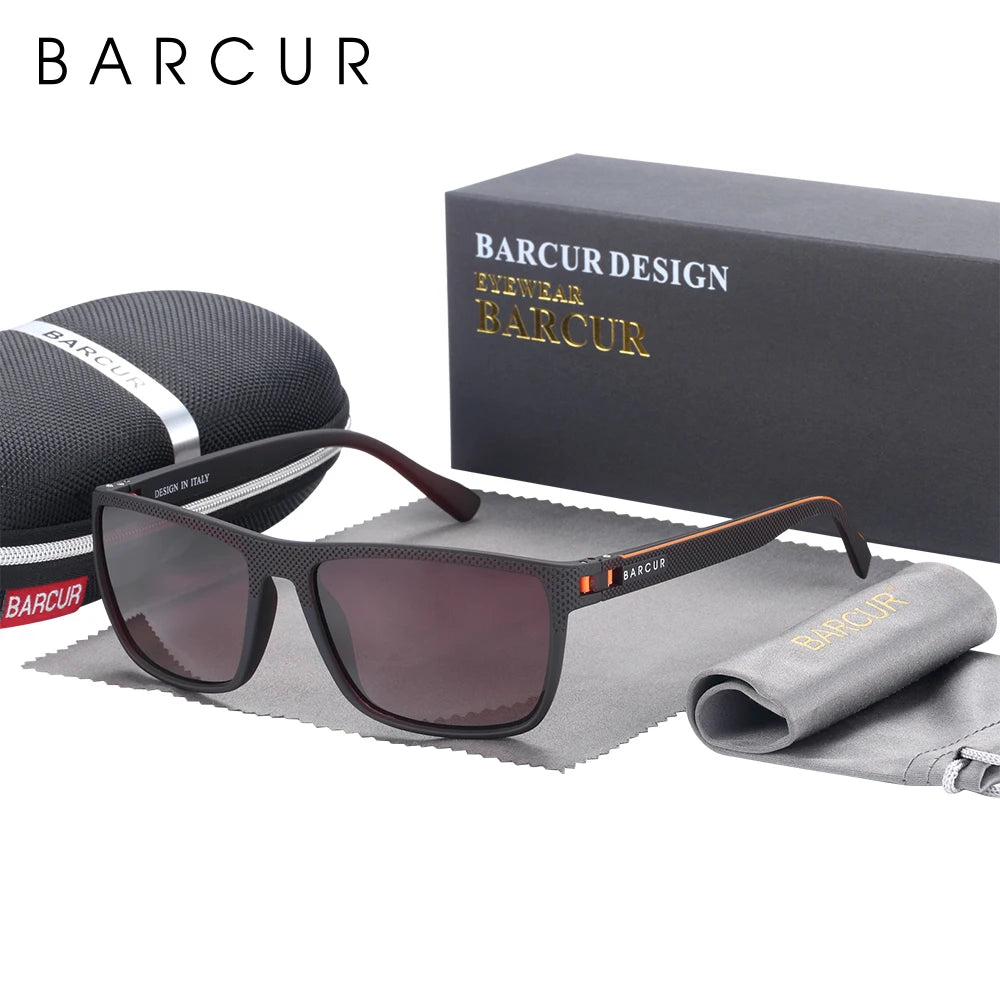 BARCUR Sports Polarized Sunglasses for Men Lightweight TR90 Square Fishing & Travel Eyewear UV400 Protection Men Accessory