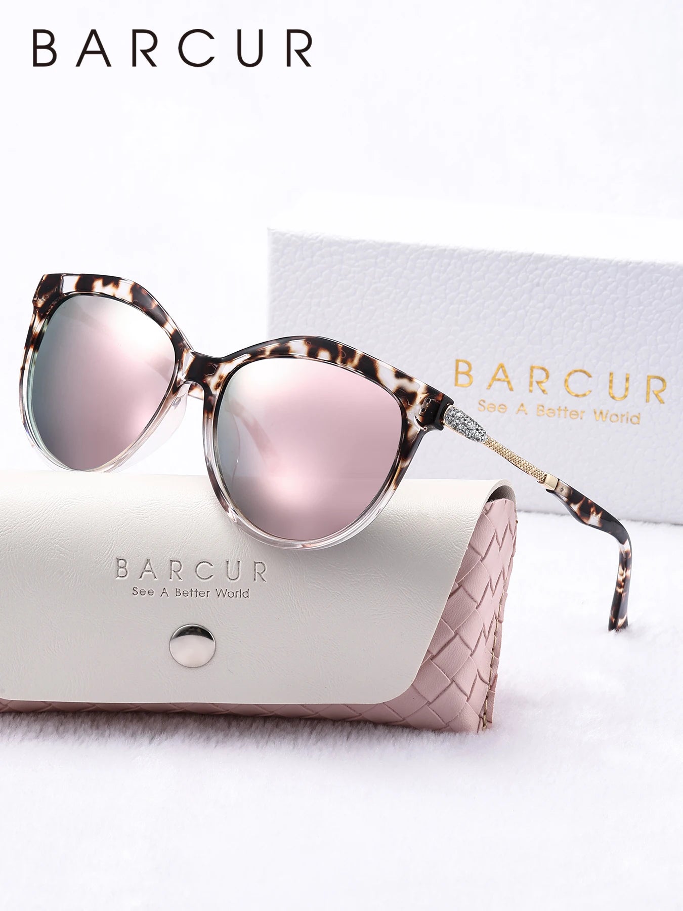 BARCUR Polarized Trendy Cat Eye Sunglasses for Women – Ultra Lightweight Round Frame Fashion Sunglasses with UV400 Mirror TAC Lens – Multiple Color Options for Summer Parties Travel & Daily Wear – Elegant Gift Box Packaging
