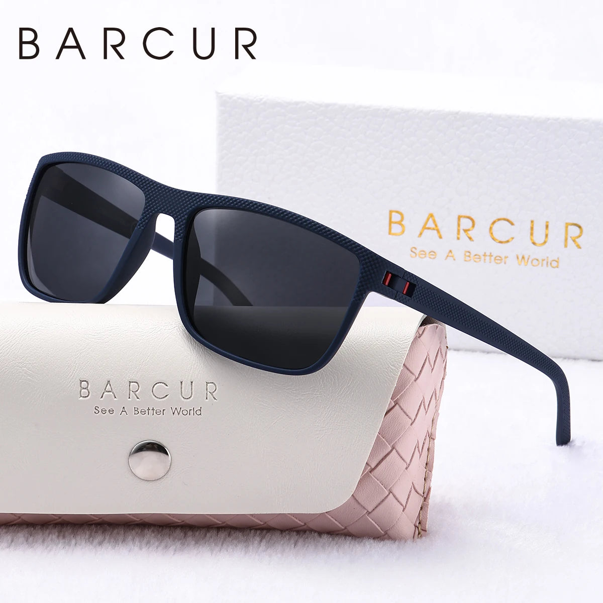 BARCUR Original Trendy White Pink Polarized Sunglasses Lightweight Comfort Square PC Eyewear for Women Sports UVA & UVB Protection Trendy Sun Glasses for Summer