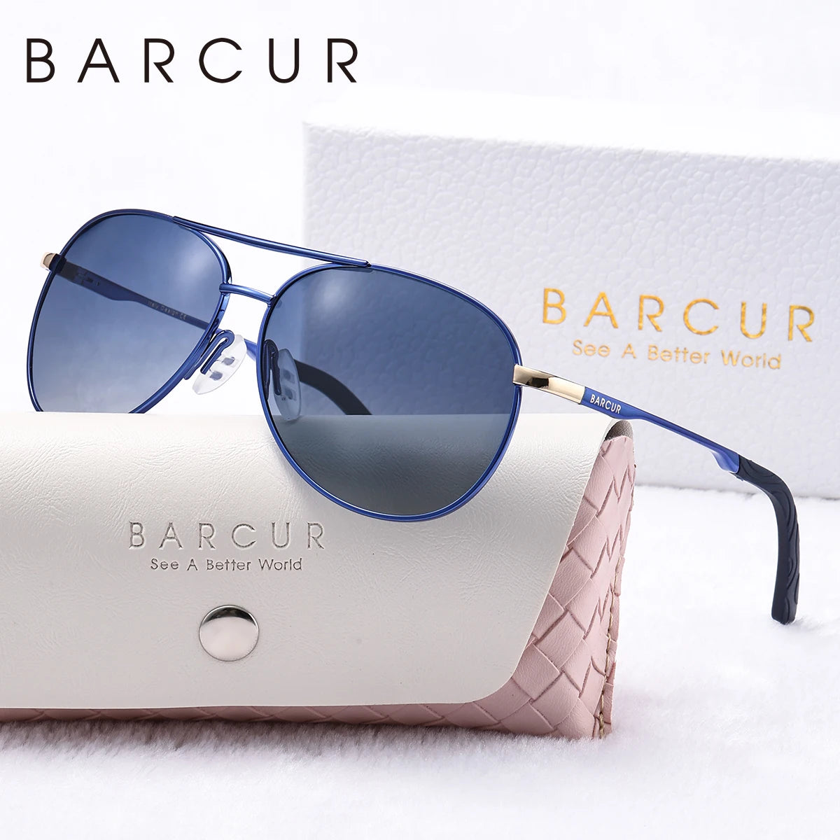 BARCUR Women’s Pink Metal Comfortable Fashionable Frame Polarized Sunglasses – Lightweight UV400 Blue Gradient Mirror Lenses Oval Fashion Shades for Summer Travel Beach Summer Outfits & Stylish Apparel Accessories