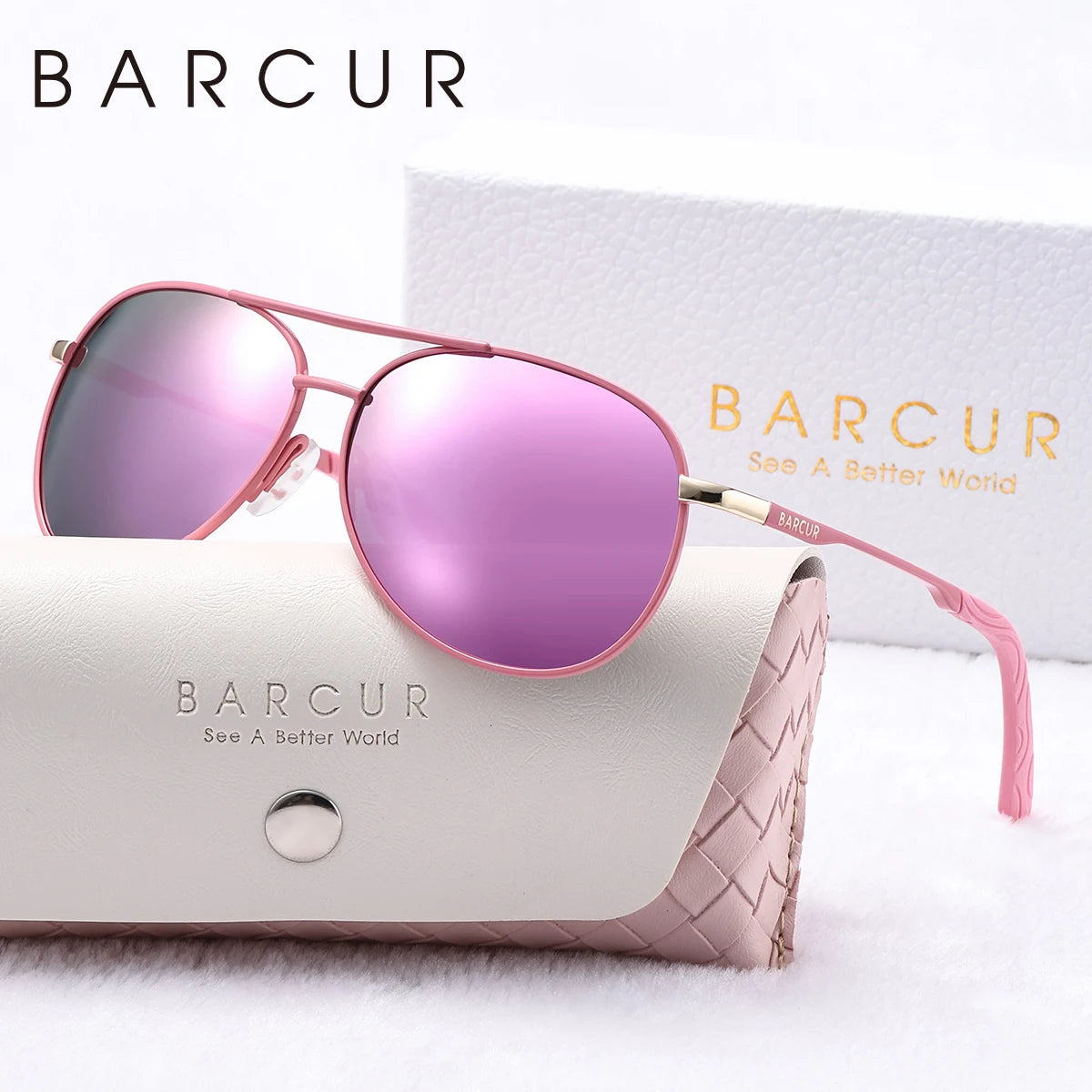 BARCUR Women’s Pink Metal Comfortable Fashionable Frame Polarized Sunglasses – Lightweight UV400 Blue Gradient Mirror Lenses Oval Fashion Shades for Summer Travel Beach Summer Outfits & Stylish Apparel Accessories