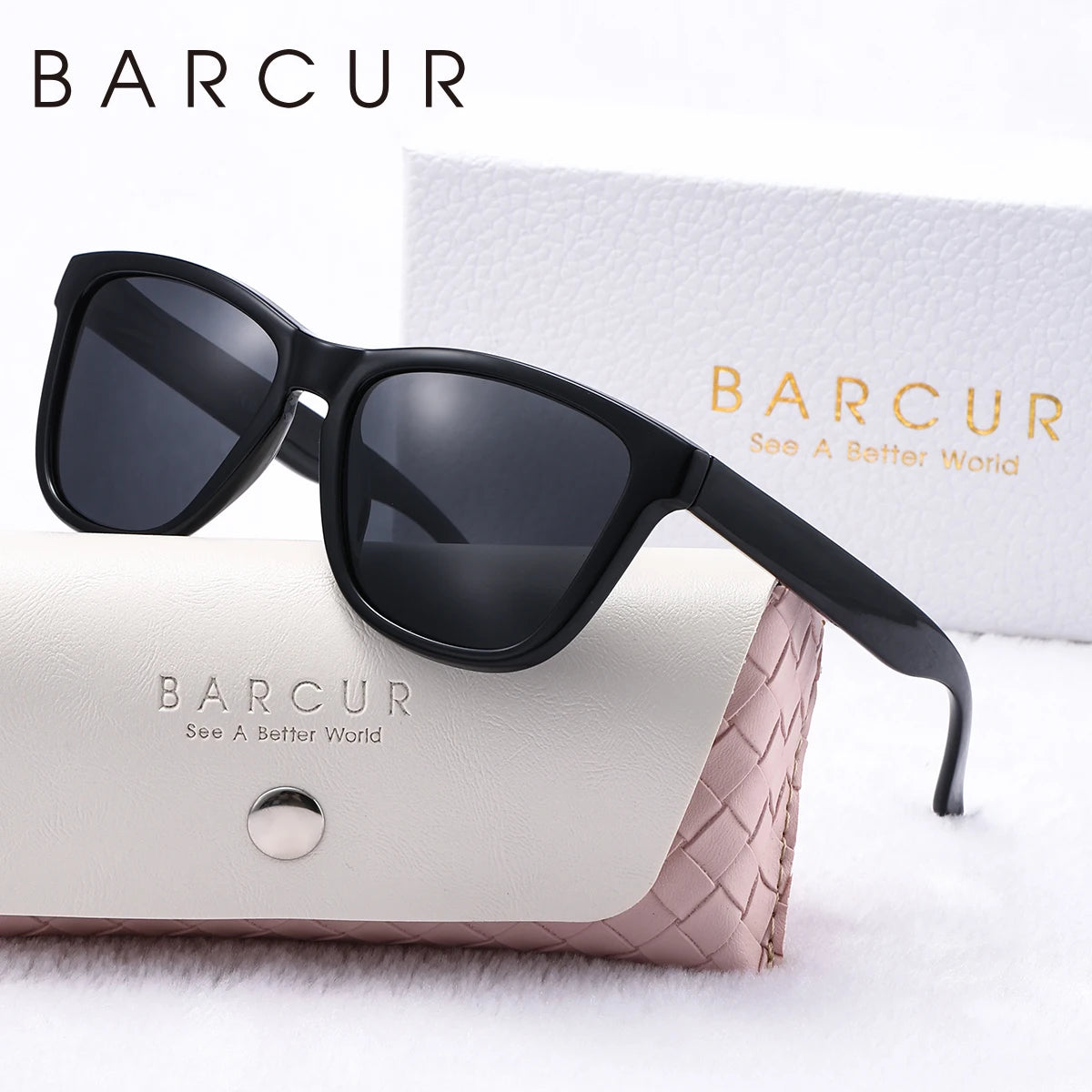 BARCUR Fashion Energetic Polarized Sunglasses for Women – Transparent Lightweight PC Frame Oval UV400 Protection Ladies Holiday Sun Glasses with Stylish Mirror Lens and Elegant White Gift Box – Perfect for Travel Beach & Summer Outings