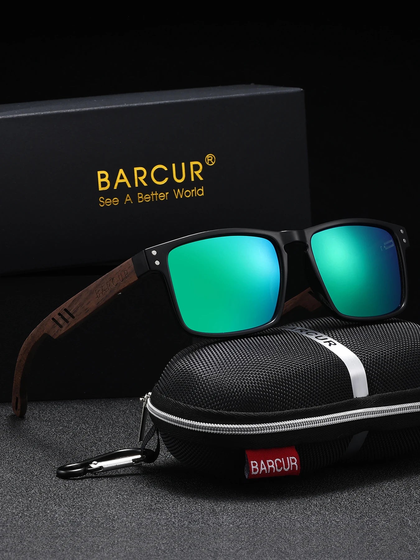 BARCUR Handmade Polarized Wooden Trendy Sunglasses for Men and Women – Vintage Style Square Frame UV400 Mirror Lenses Lightweight Polycarbonate Eyewear with Full Gift Packaging – Ideal Present for Summer Outdoor & Travel Lovers