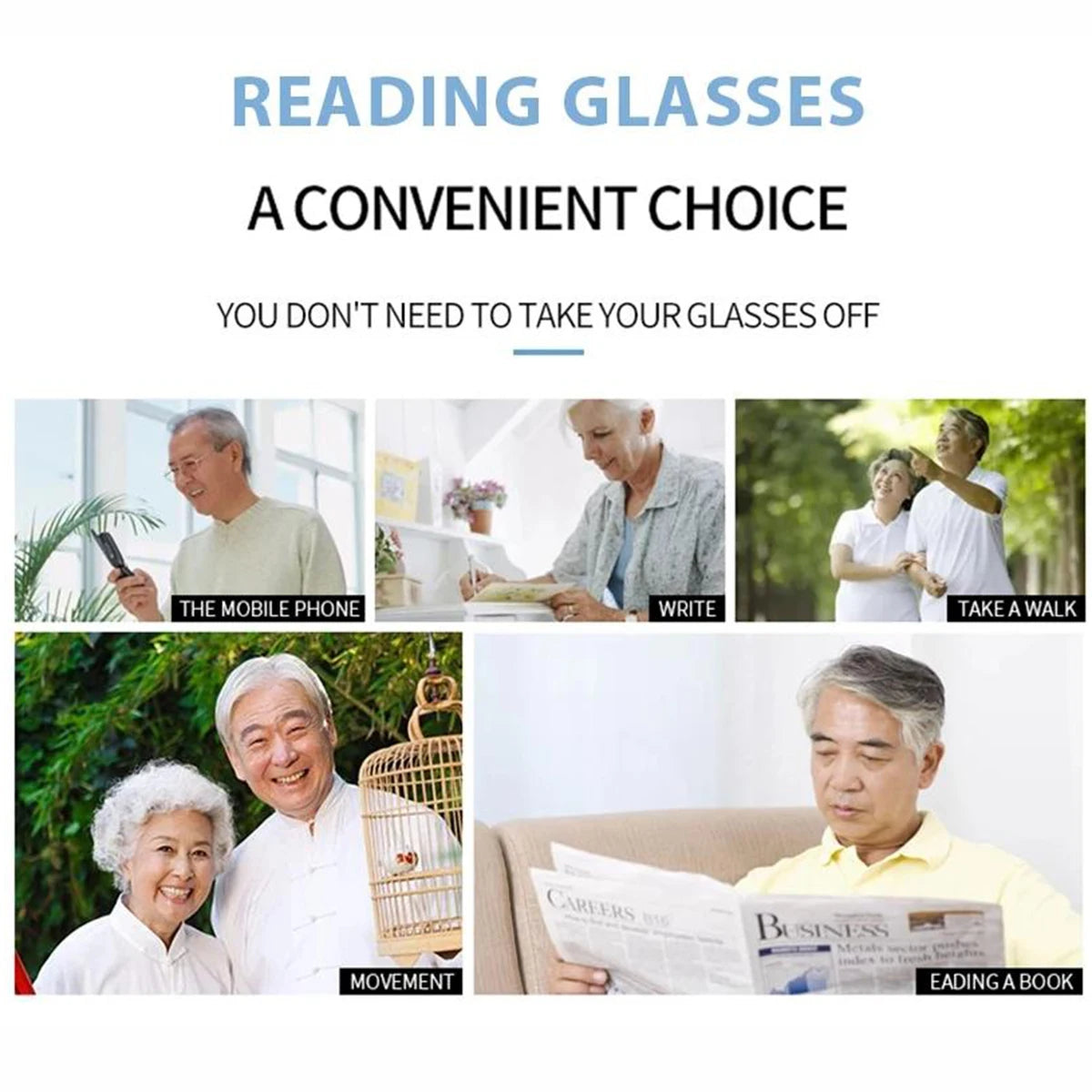 BARCUR Original Classic Presbyopia Glasses for Men and Women High-Quality Plastic Frame with Hinge Splicing Pattern and Mirror Legs Transparent AC Lenses for Reading