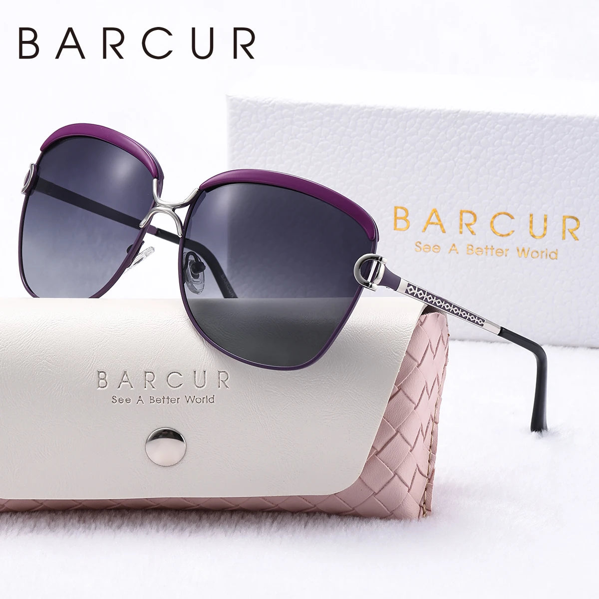 BARCUR Sunglasses Women’s Fashion Polarized Metal Frame Sunglasses UV400 Protection Multi-Color Options Trendy Square Sunglasses with Exquisite White Gift Box for Summer Parties Travel & Outdoor Events