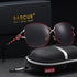 BARCUR Women’s Polarized Sunglasses – Oversized Elliptical Black Frame UV400 Protection Outdoor Fashion Mirror Leg Design High Quality Trendy Style Sunglasses for Travel Driving & Summer Apparel