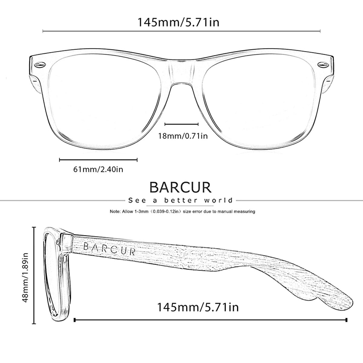 BARCUR Natural Wood Polarized PC Oval Women’s Sunglasses Dark Luxury Texture Wooden Mirror Legs UVA/UVB Protection Stylish Fashion Women's Sunglasses for Summer