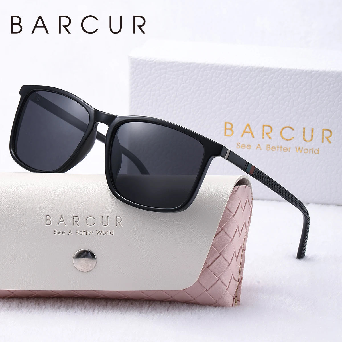 BARCUR Polarized Square Frame Sunglasses for Men and Women – Timeless Fashion UV400 Wave Point Design Casual Style Durable PC Eyewear for Summer Outdoor Driving Travel and Gift Giving