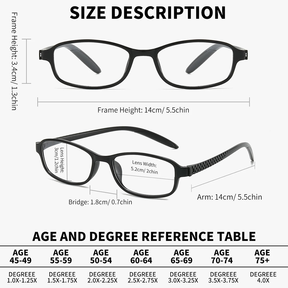 BARCUR Original Classic Presbyopia Glasses for Men and Women High-Quality Plastic Frame with Hinge Splicing Pattern and Mirror Legs Transparent AC Lenses for Reading