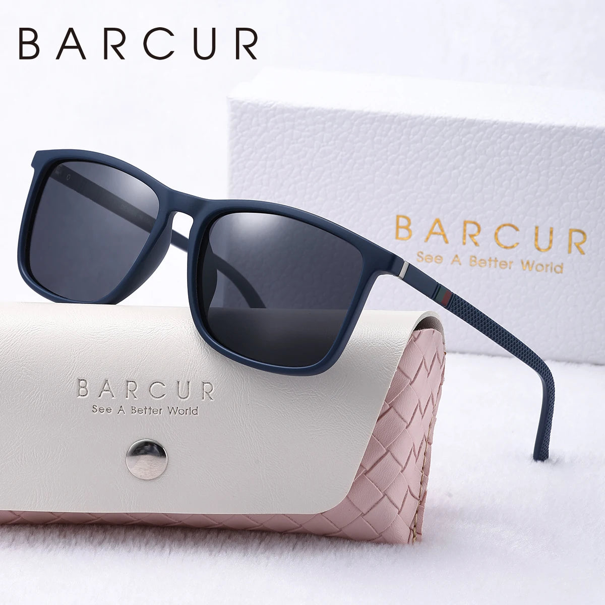 BARCUR Polarized Square Frame Sunglasses for Men and Women – Timeless Fashion UV400 Wave Point Design Casual Style Durable PC Eyewear for Summer Outdoor Driving Travel and Gift Giving
