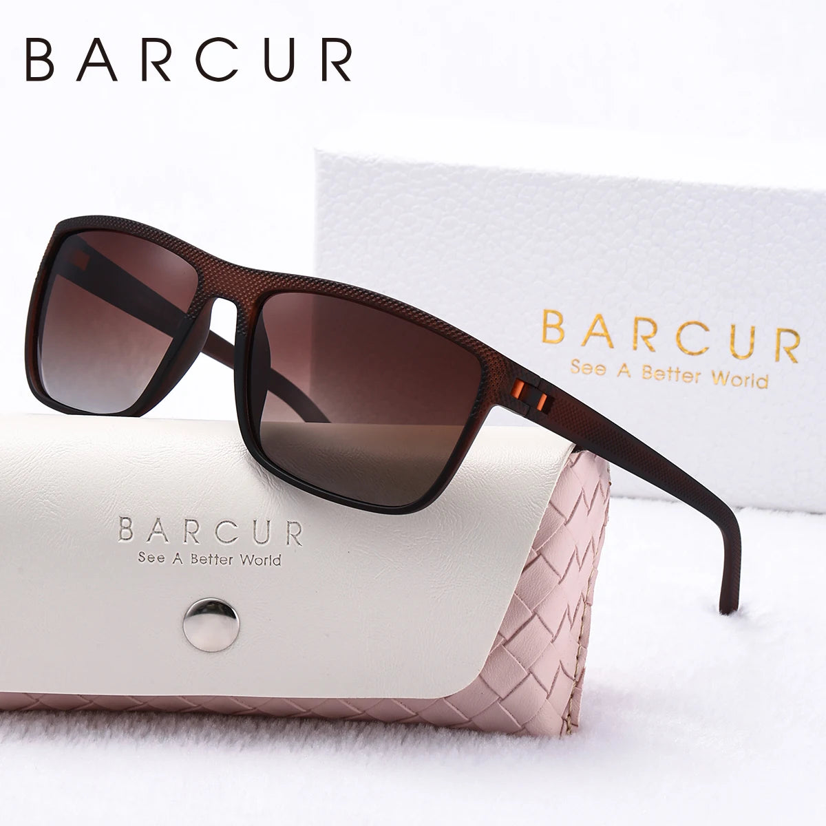 BARCUR Original Trendy White Pink Polarized Sunglasses Lightweight Comfort Square PC Eyewear for Women Sports UVA & UVB Protection Trendy Sun Glasses for Summer