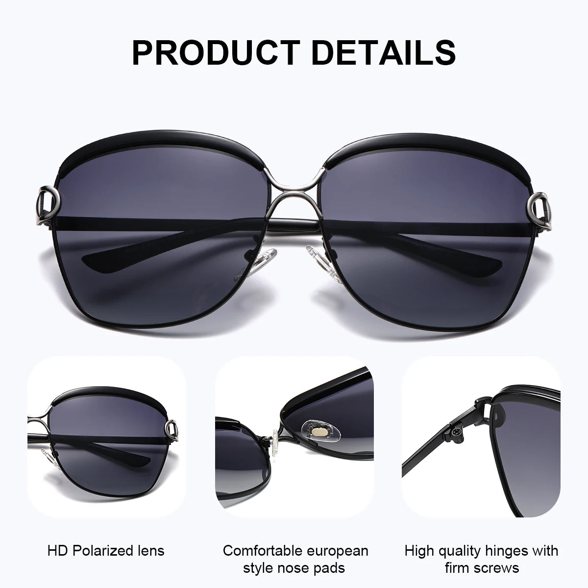 BARCUR Sunglasses Women’s Fashion Polarized Metal Frame Sunglasses UV400 Protection Multi-Color Options Trendy Square Sunglasses with Exquisite White Gift Box for Summer Parties Travel & Outdoor Events