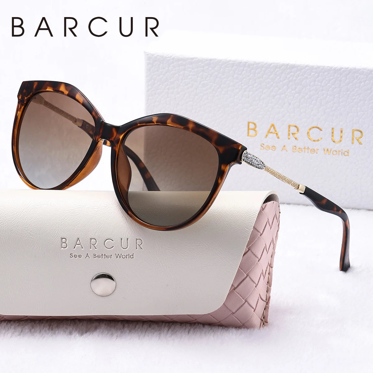 BARCUR Polarized Trendy Cat Eye Sunglasses for Women – Ultra Lightweight Round Frame Fashion Sunglasses with UV400 Mirror TAC Lens – Multiple Color Options for Summer Parties Travel & Daily Wear – Elegant Gift Box Packaging