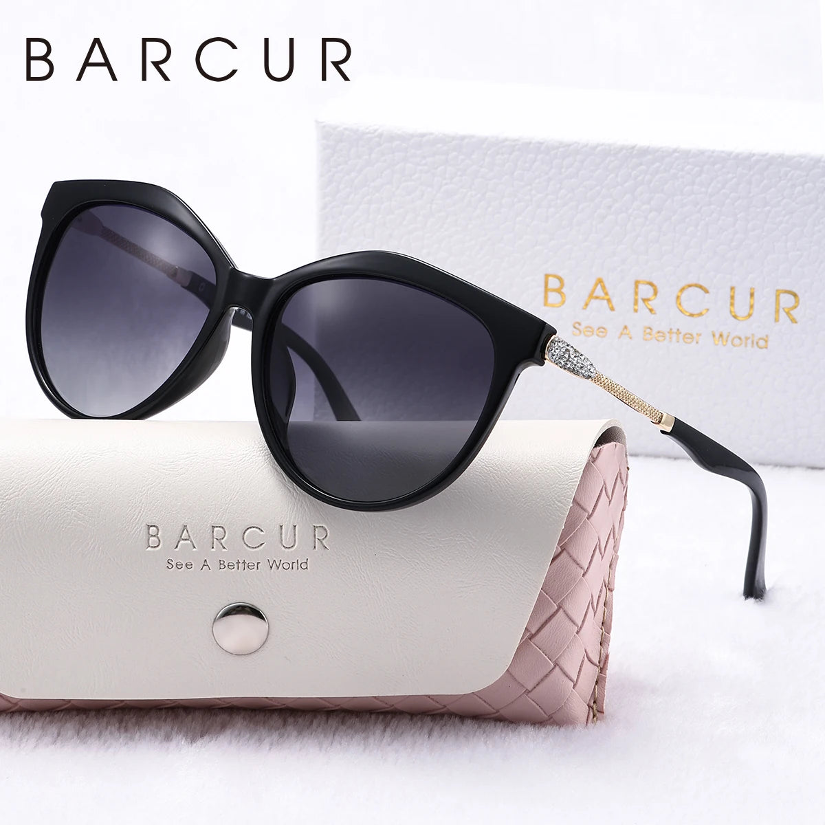 BARCUR Polarized Trendy Cat Eye Sunglasses for Women – Ultra Lightweight Round Frame Fashion Sunglasses with UV400 Mirror TAC Lens – Multiple Color Options for Summer Parties Travel & Daily Wear – Elegant Gift Box Packaging