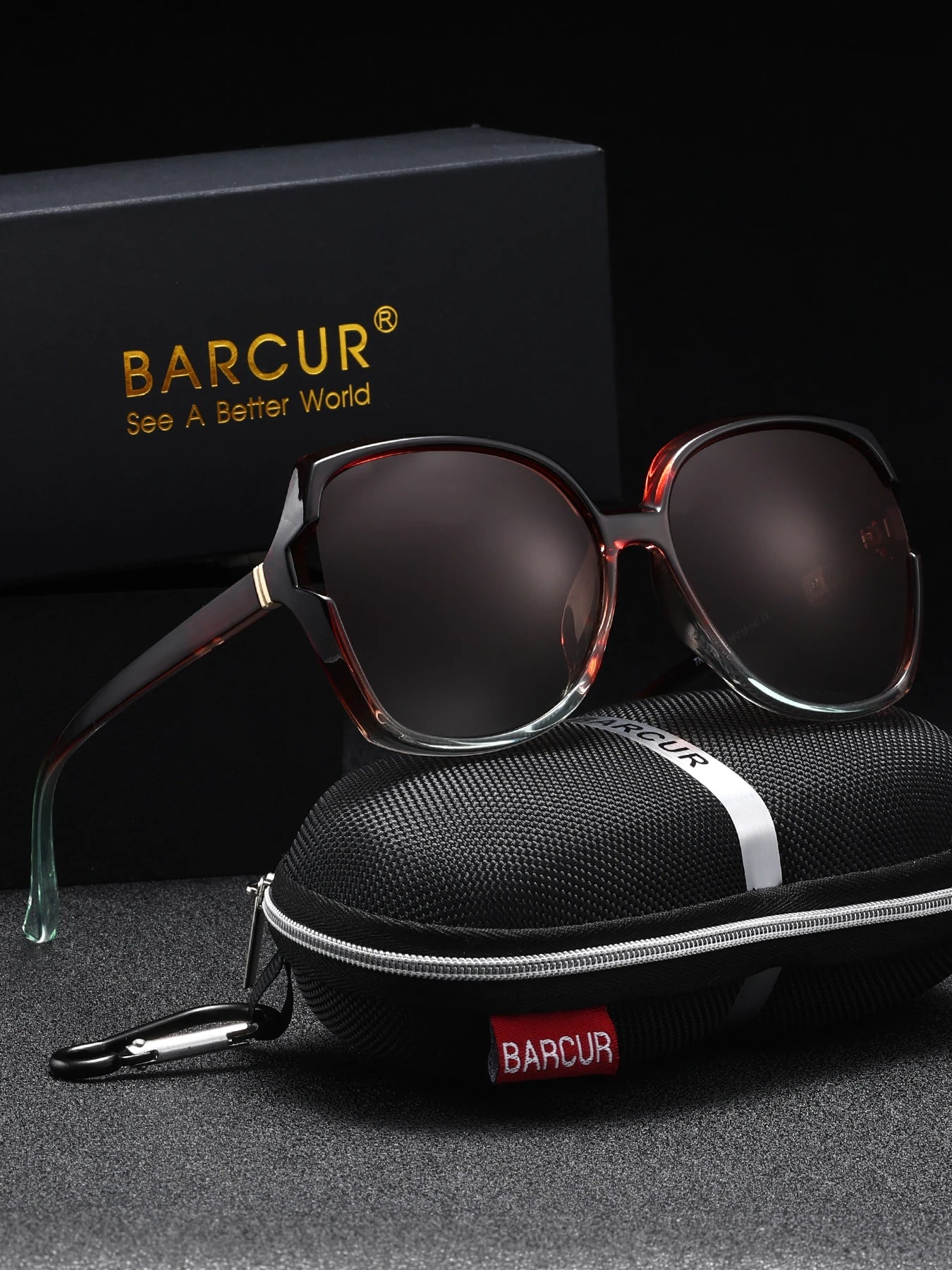 BARCUR Oversized Square Polarized Sunglasses for Women – Fashion Gradient Lens Summer Eyewear with UV400 Protection – Lightweight PC Comfortable Frame Trendy Street Style Shades for Summer Shopping Beach & Travel