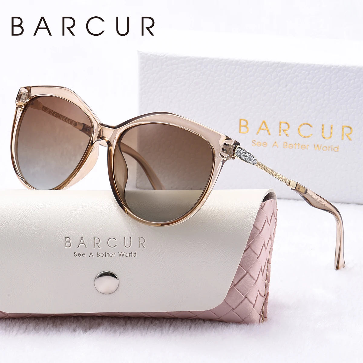 BARCUR Polarized Trendy Cat Eye Sunglasses for Women – Ultra Lightweight Round Frame Fashion Sunglasses with UV400 Mirror TAC Lens – Multiple Color Options for Summer Parties Travel & Daily Wear – Elegant Gift Box Packaging