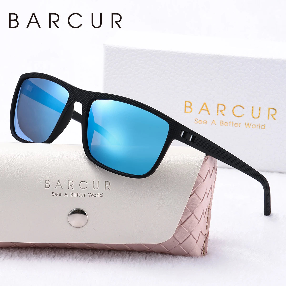 BARCUR Original Trendy White Pink Polarized Sunglasses Lightweight Comfort Square PC Eyewear for Women Sports UVA & UVB Protection Trendy Sun Glasses for Summer