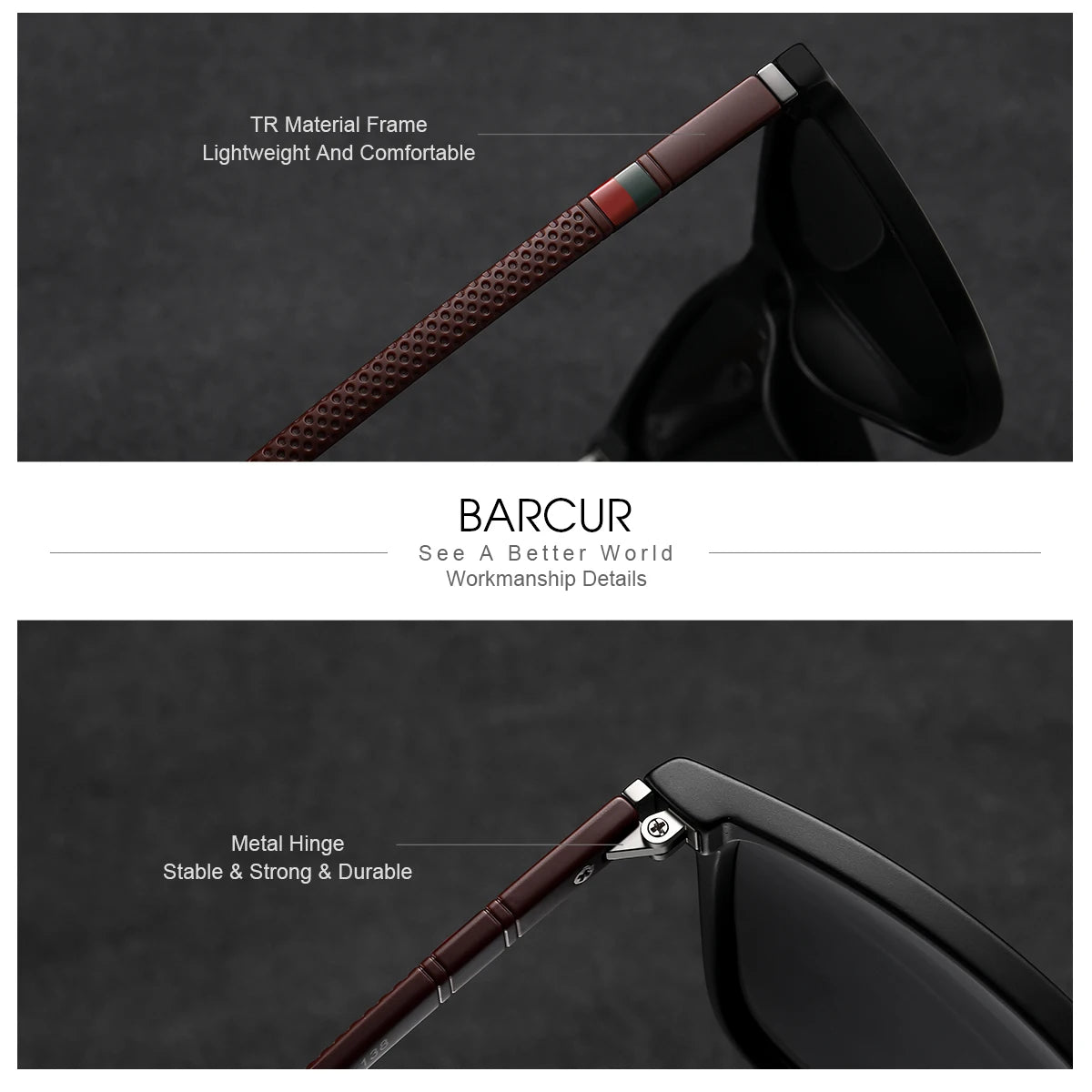 BARCUR Polarized Square Frame Sunglasses for Men and Women – Timeless Fashion UV400 Wave Point Design Casual Style Durable PC Eyewear for Summer Outdoor Driving Travel and Gift Giving