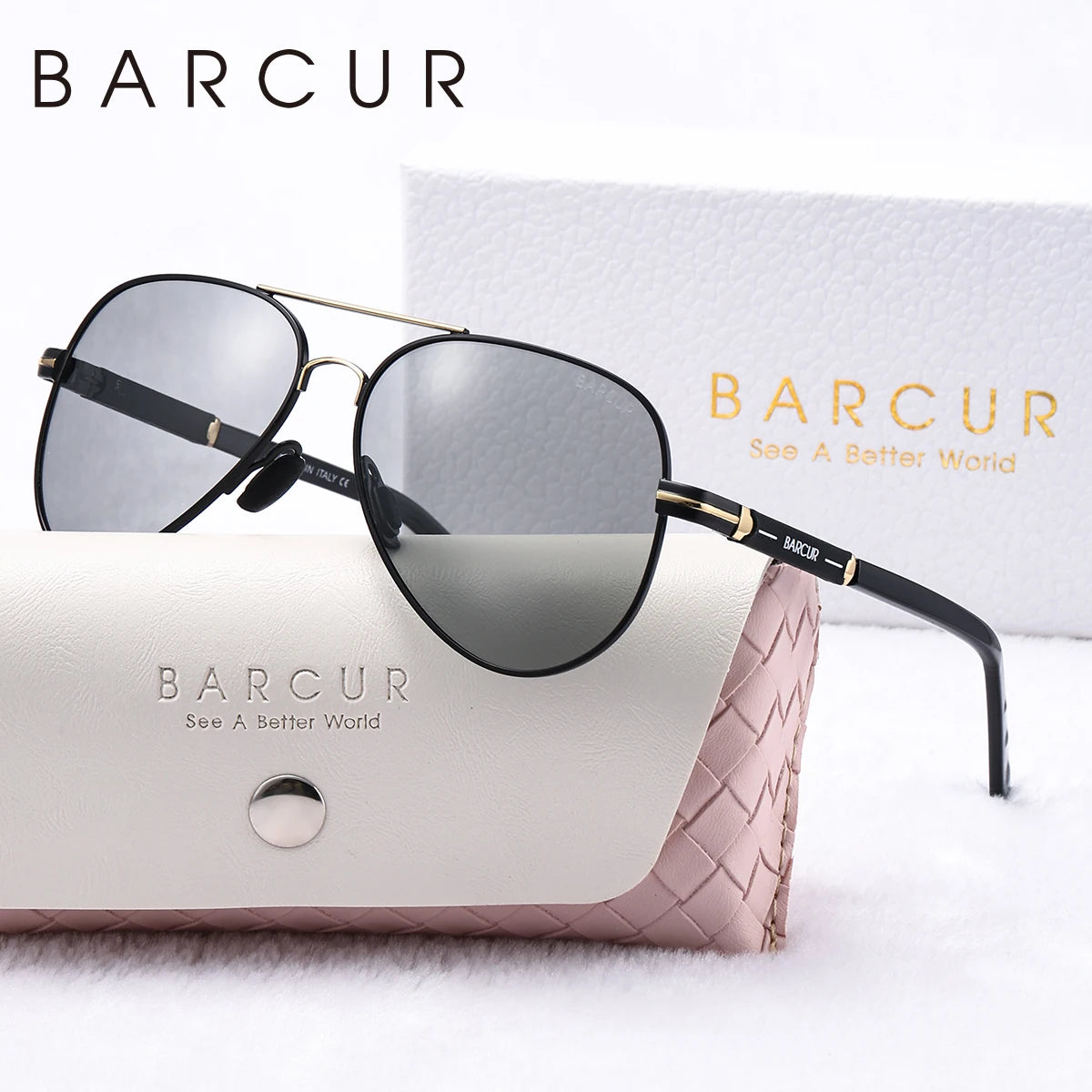 BARCUR Oversize Polarized Sunglasses for Women Trendy Double Beam Design Metal Elliptical Frame with UV400 Protection Fashionable Sun Glasses for Summer Outdoor & Daily Wear