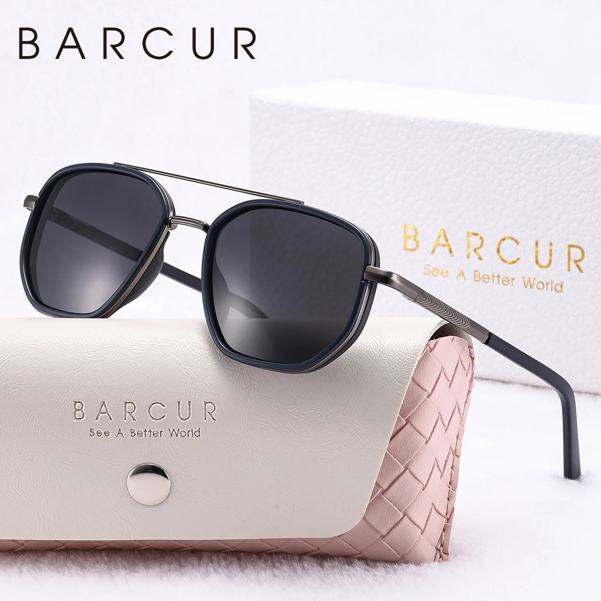 BARCUR Fashionable Trendy Polarized Sunglasses Polygon Frame with Delicate Thickened Striped Design – TAC Lens UV400 Protection for Driving and Outdoor Activities Women’s Fashion Sunglasses for Summer