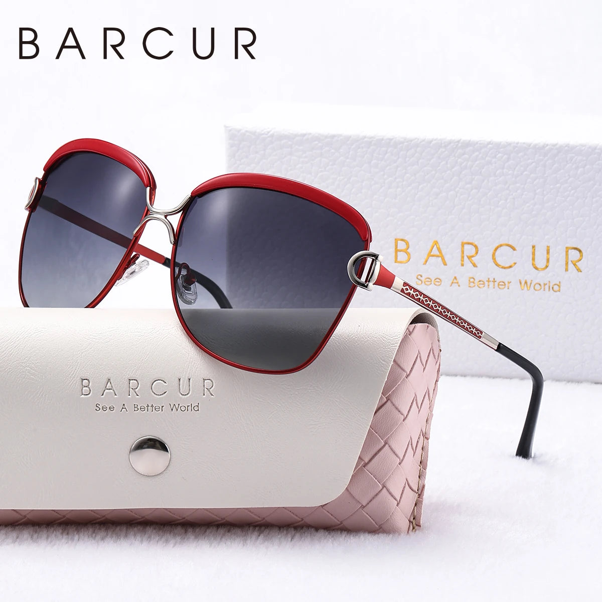 BARCUR Sunglasses Women’s Fashion Polarized Metal Frame Sunglasses UV400 Protection Multi-Color Options Trendy Square Sunglasses with Exquisite White Gift Box for Summer Parties Travel & Outdoor Events