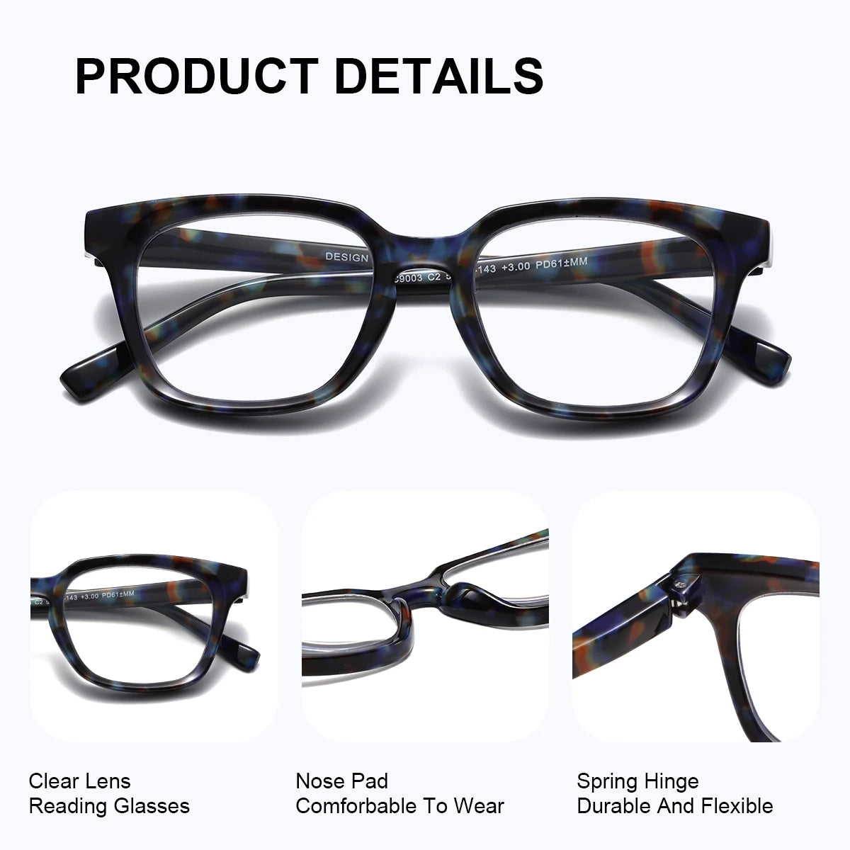 BARCUR Trendy Square Reading Glasses for Men and Women Blue Light Blocking Computer Glasses Clear Lens Presbyopic Readers Stylish Eyewear for Summer Indoor and Outdoor Use