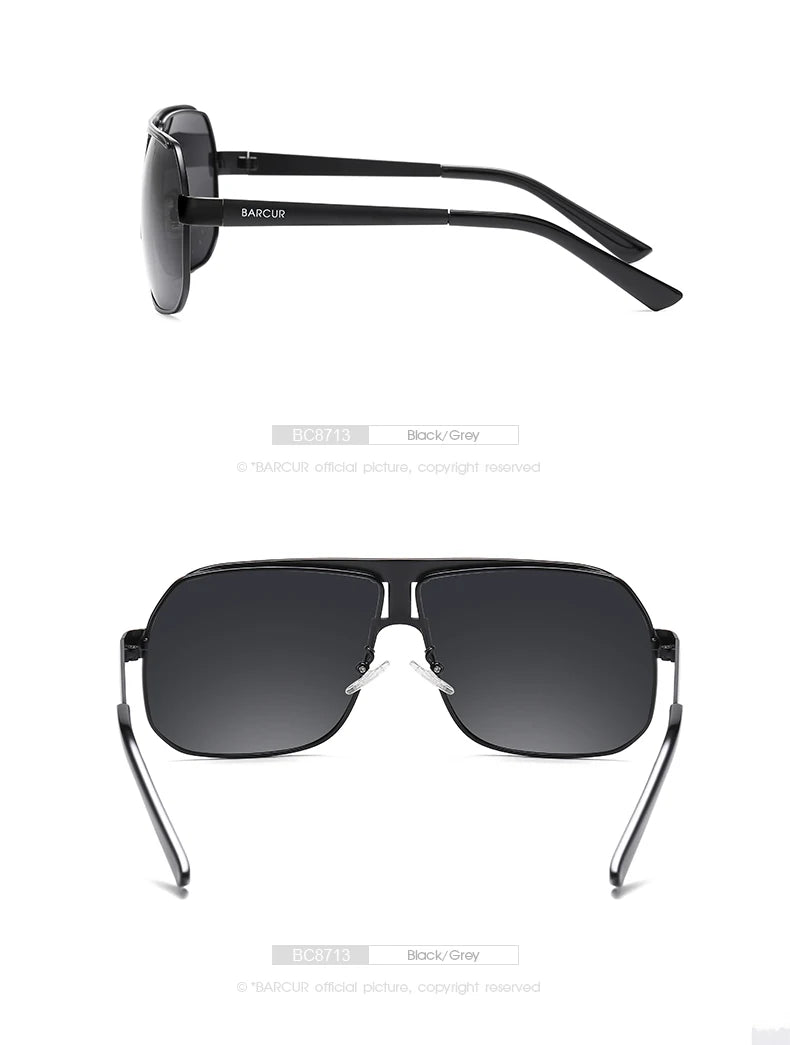 BARCUR Polarized Sunglasses for Men – Trendy UV400 Gradient Lens Oval Comfortable Frame Sports Driving Hiking Fishing Outdoor Fashion Eyewear with Durable Stainless Steel Frame – Casual Apparel Accessory Gift for Him