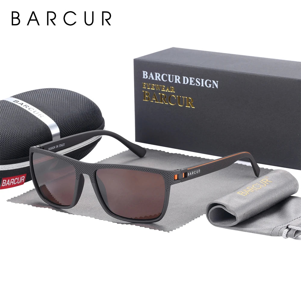 BARCUR Sports Polarized Sunglasses for Men Lightweight TR90 Square Fishing & Travel Eyewear UV400 Protection Men Accessory