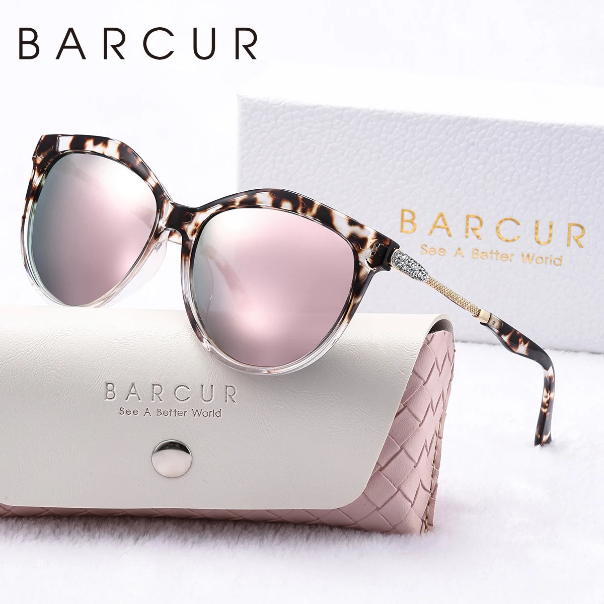 BARCUR Polarized Trendy Cat Eye Sunglasses for Women – Ultra Lightweight Round Frame Fashion Sunglasses with UV400 Mirror TAC Lens – Multiple Color Options for Summer Parties Travel & Daily Wear – Elegant Gift Box Packaging