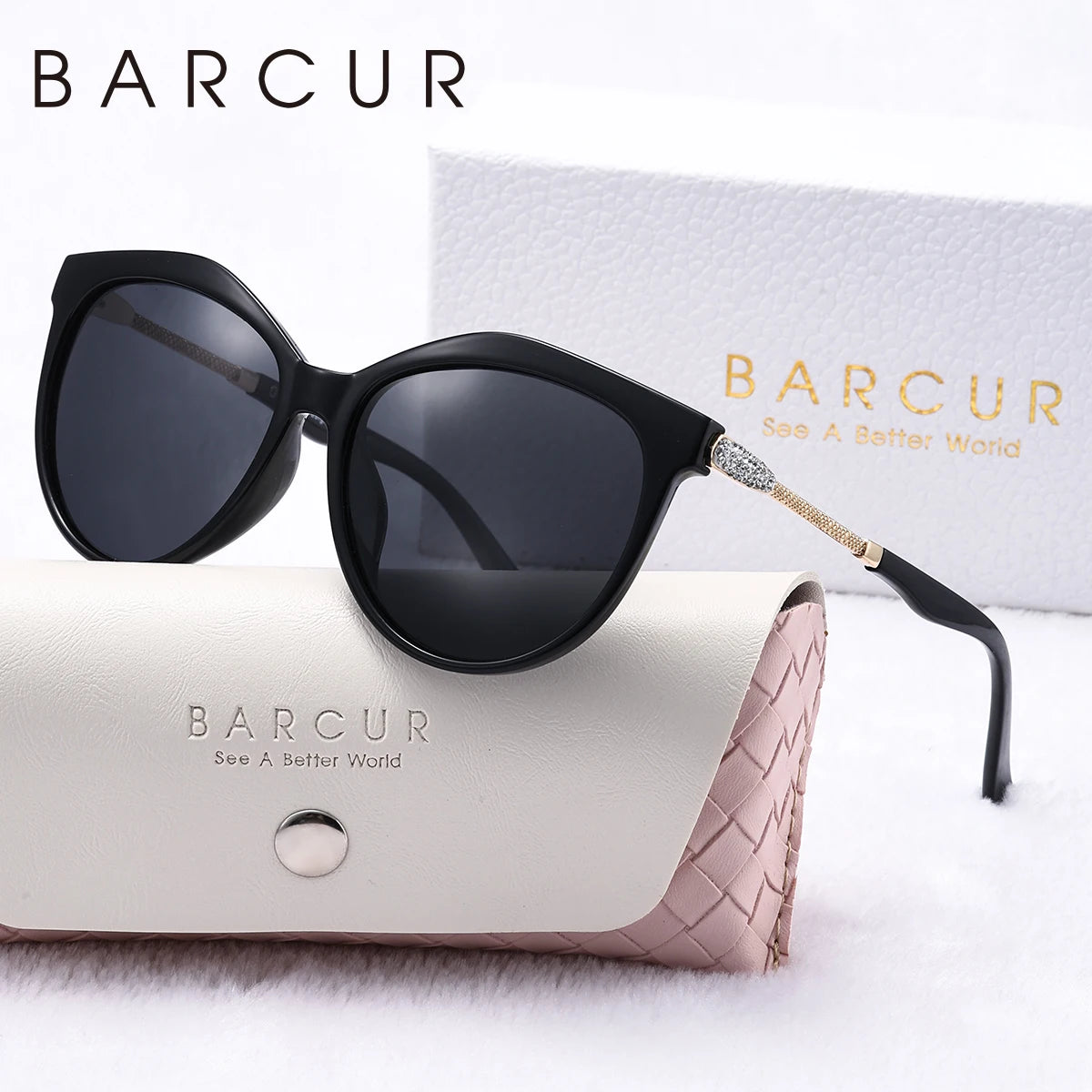 BARCUR Polarized Trendy Cat Eye Sunglasses for Women – Ultra Lightweight Round Frame Fashion Sunglasses with UV400 Mirror TAC Lens – Multiple Color Options for Summer Parties Travel & Daily Wear – Elegant Gift Box Packaging