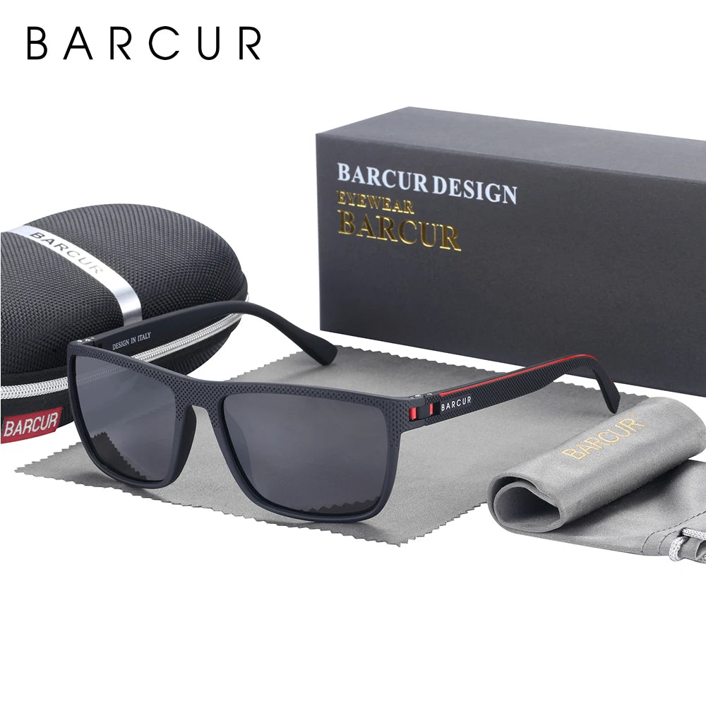 BARCUR Sports Polarized Sunglasses for Men Lightweight TR90 Square Fishing & Travel Eyewear UV400 Protection Men Accessory