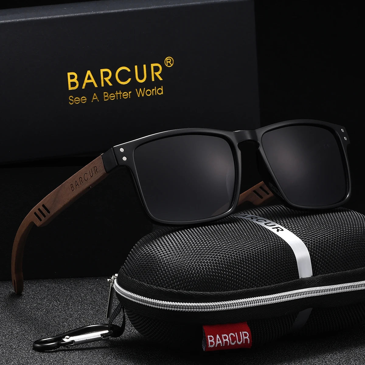 BARCUR Handmade Polarized Wooden Trendy Sunglasses for Men and Women – Vintage Style Square Frame UV400 Mirror Lenses Lightweight Polycarbonate Eyewear with Full Gift Packaging – Ideal Present for Summer Outdoor & Travel Lovers