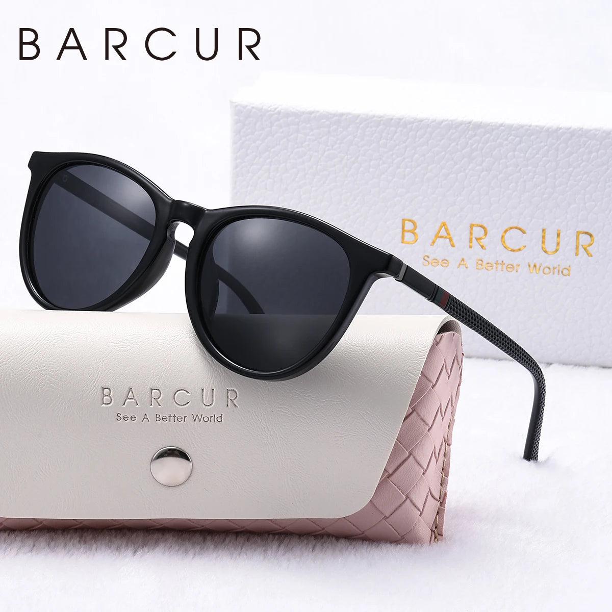 BARCUR Pink Fashion Round Sunglasses for Women – Polarized Comfortable UV400 Mirror Lense Lightweight PC Frame for Summer Travel Vacation & Holiday – Trendy Girls’ Gift Idea with Sweet Style