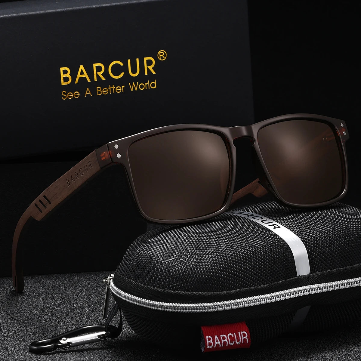 BARCUR Handmade Polarized Wooden Trendy Sunglasses for Men and Women – Vintage Style Square Frame UV400 Mirror Lenses Lightweight Polycarbonate Eyewear with Full Gift Packaging – Ideal Present for Summer Outdoor & Travel Lovers