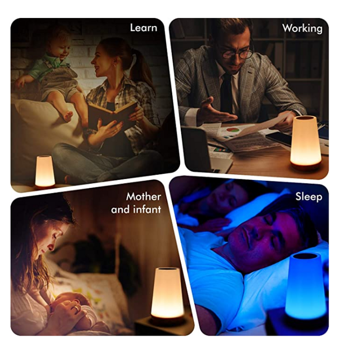 Modern Luxury Smart USB Touch Lamp Portable Table Sensor Control Bedside Lamps with Quick USB Charging Port, 5 Level Dimmable Warm White Light & 13 Color Changing RGB for Bedroom/Office/Hallways For All Occasions