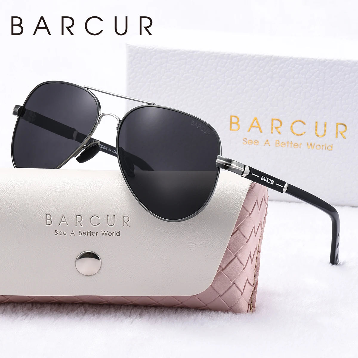 BARCUR Oversize Polarized Sunglasses for Women Trendy Double Beam Design Metal Elliptical Frame with UV400 Protection Fashionable Sun Glasses for Summer Outdoor & Daily Wear