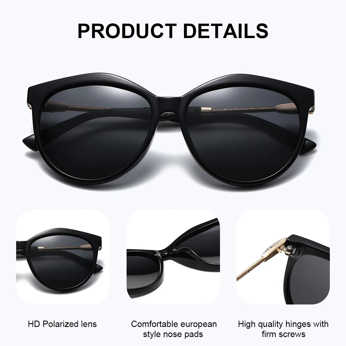 BARCUR Polarized Trendy Cat Eye Sunglasses for Women – Ultra Lightweight Round Frame Fashion Sunglasses with UV400 Mirror TAC Lens – Multiple Color Options for Summer Parties Travel & Daily Wear – Elegant Gift Box Packaging