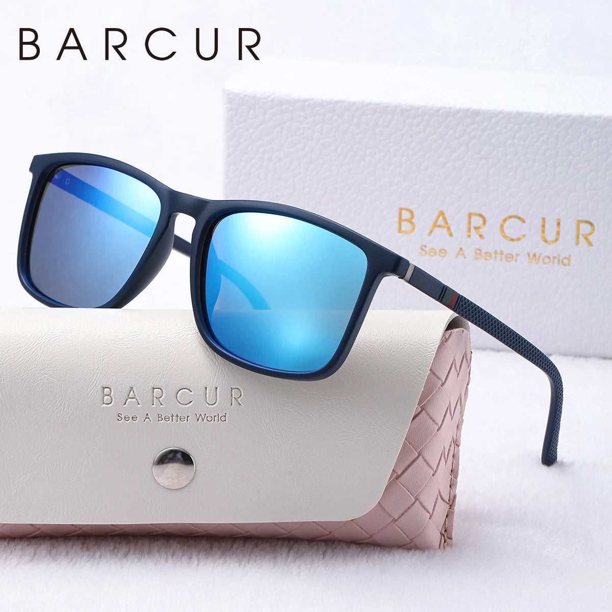 BARCUR Polarized Square Frame Sunglasses for Men and Women – Timeless Fashion UV400 Wave Point Design Casual Style Durable PC Eyewear for Summer Outdoor Driving Travel and Gift Giving