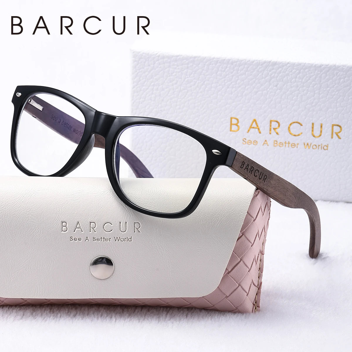 BARCUR Natural Wood Polarized PC Oval Women’s Sunglasses Dark Luxury Texture Wooden Mirror Legs UVA/UVB Protection Stylish Fashion Women's Sunglasses for Summer