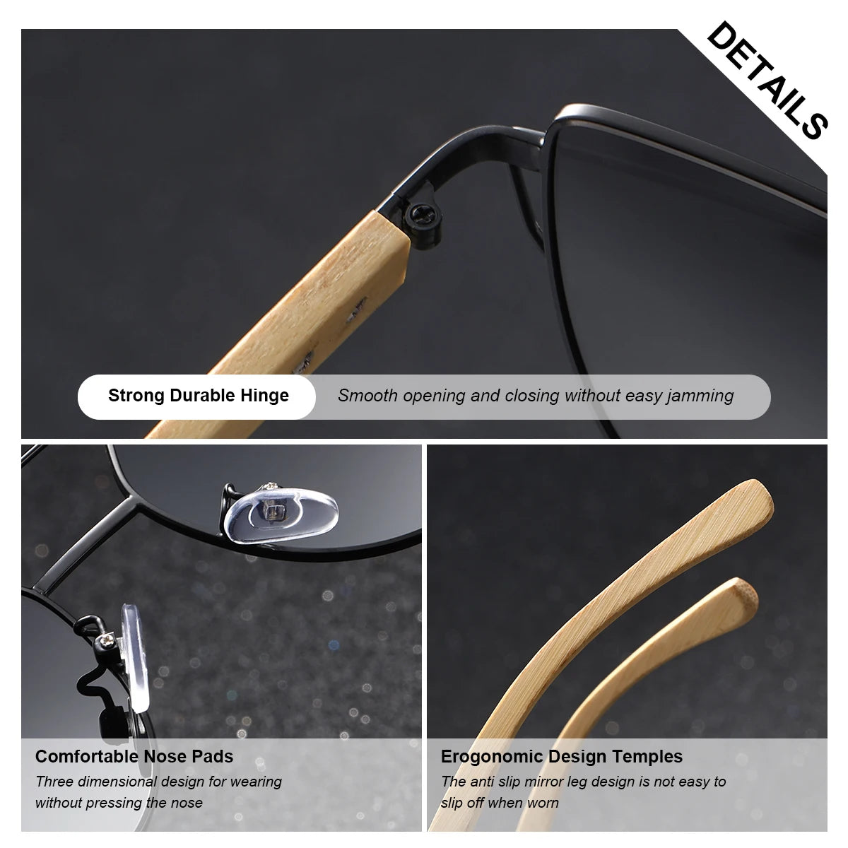 BARCUR Luxury High-Quality UV400 Women’s Polarized Sunglasses Cat Eye Bamboo Foot Frame Mirrored Lenses Presented in a White Gift Box for Summer