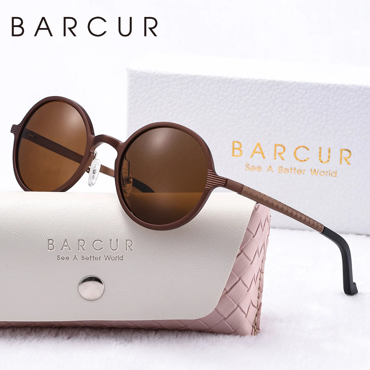BARCUR Retro Round Trendy Polarized Sunglasses for Women – Vintage Fashionable Aluminum Magnesium Alloy Frame with UV400 Protection – Punk-Inspired Fashion Circular Sunglasses for Travel Business & Outdoor Style with Premium Gift Box