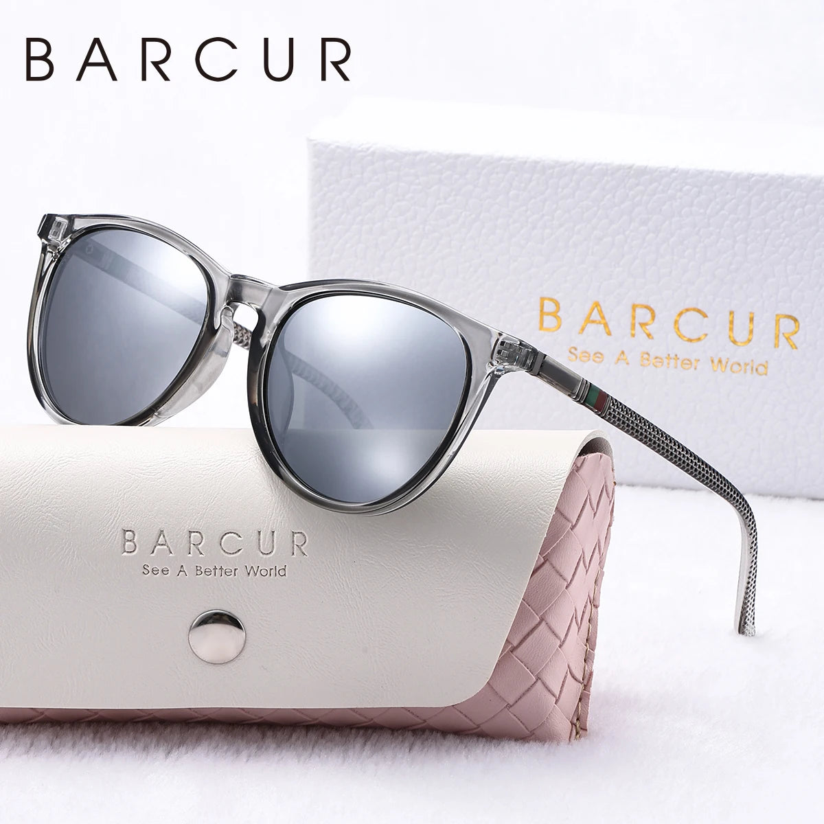BARCUR Pink Fashion Round Sunglasses for Women – Polarized Comfortable UV400 Mirror Lense Lightweight PC Frame for Summer Travel Vacation & Holiday – Trendy Girls’ Gift Idea with Sweet Style