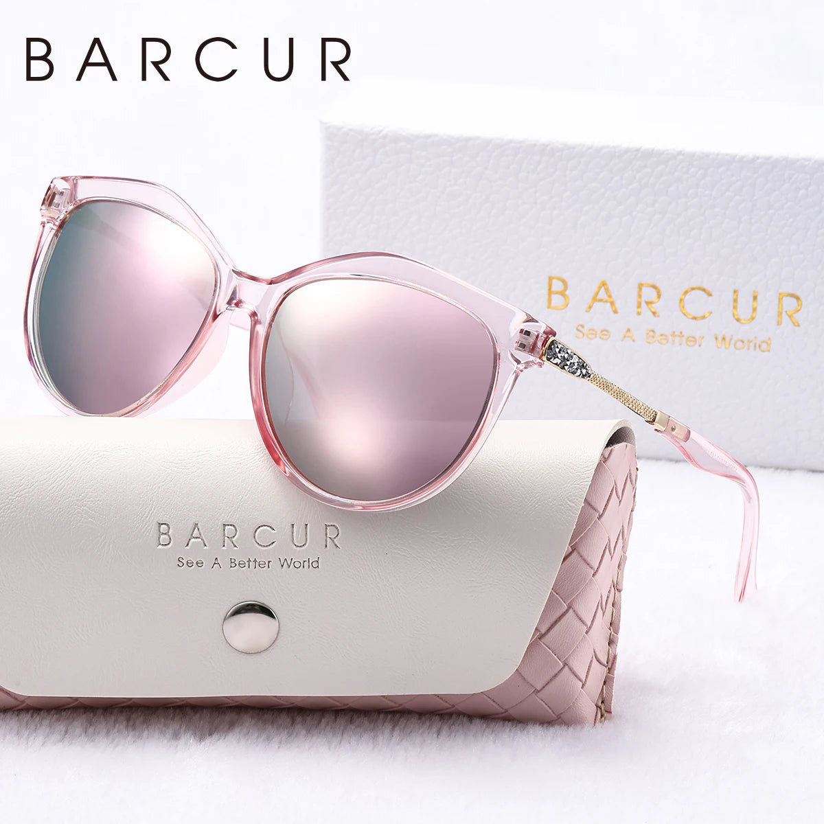BARCUR Polarized Trendy Cat Eye Sunglasses for Women – Ultra Lightweight Round Frame Fashion Sunglasses with UV400 Mirror TAC Lens – Multiple Color Options for Summer Parties Travel & Daily Wear – Elegant Gift Box Packaging