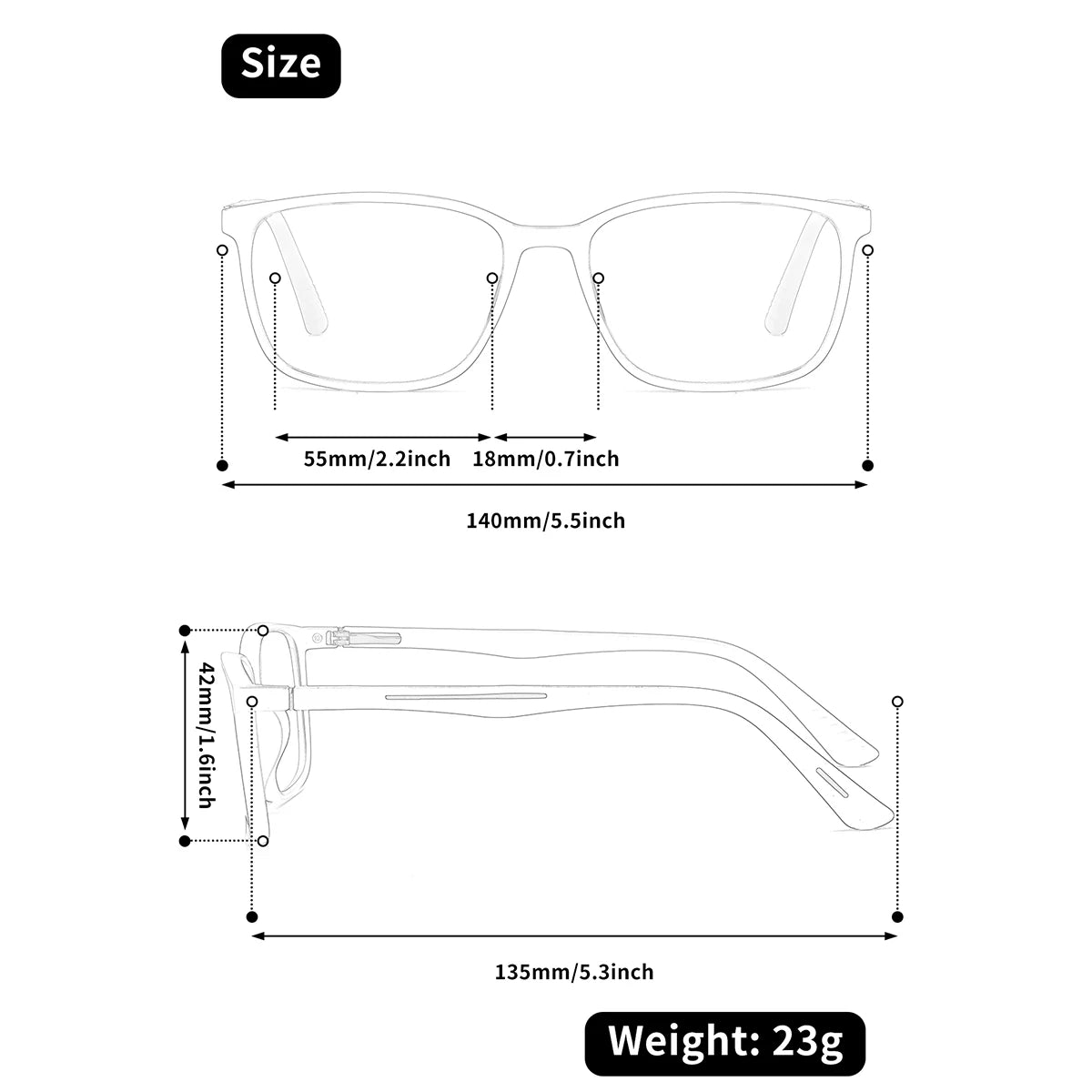 BARCUR Trendy Fashionable Square Reading Glasses Anti-Fatigue Lightweight PC Frame with AC Lens - Fashionable Multiple Degree Glasses for Summer and Men and Women