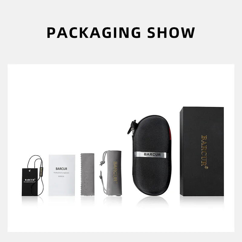 BARCUR Polarized Men’s Sunglasses – Fashionable Square Stainless Steel Frame UV400 Protection Anti-Reflective Outdoor Sports & Driving Eyewear – Original Design Casual Style with Premium Polycarbonate Lenses