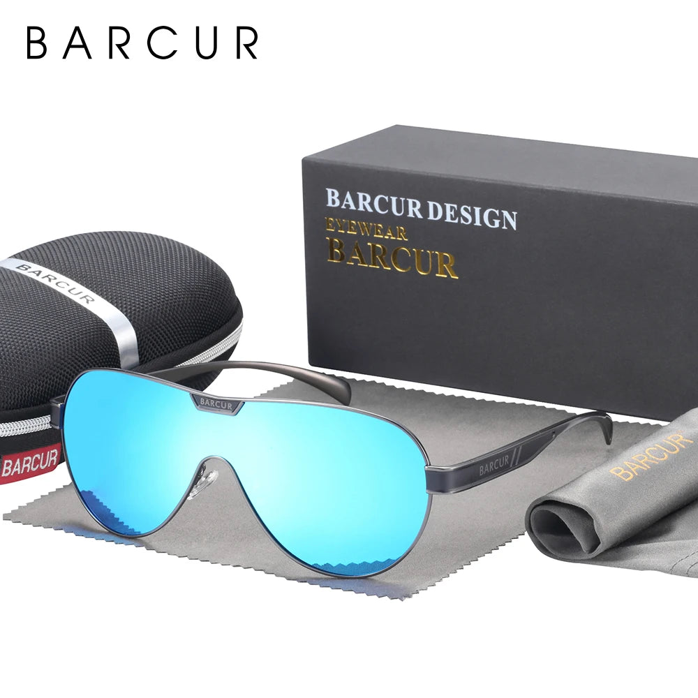 BARCUR Men's Polarized Sunglasses UV400 Protection Special-Shaped Eyewear for Men Stainless Steel Frame Eyeglasses Accessory
