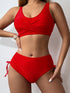 Bikini Twist Front V Neck High Waist 2 Piece Bikini Set for Women – Stretchy Tie Back Swimsuit with Drawstring Lace Up and Comfortable Fit – Trendy Solid Color Swimwear for Beach Days Pool Parties and Summer Vacations