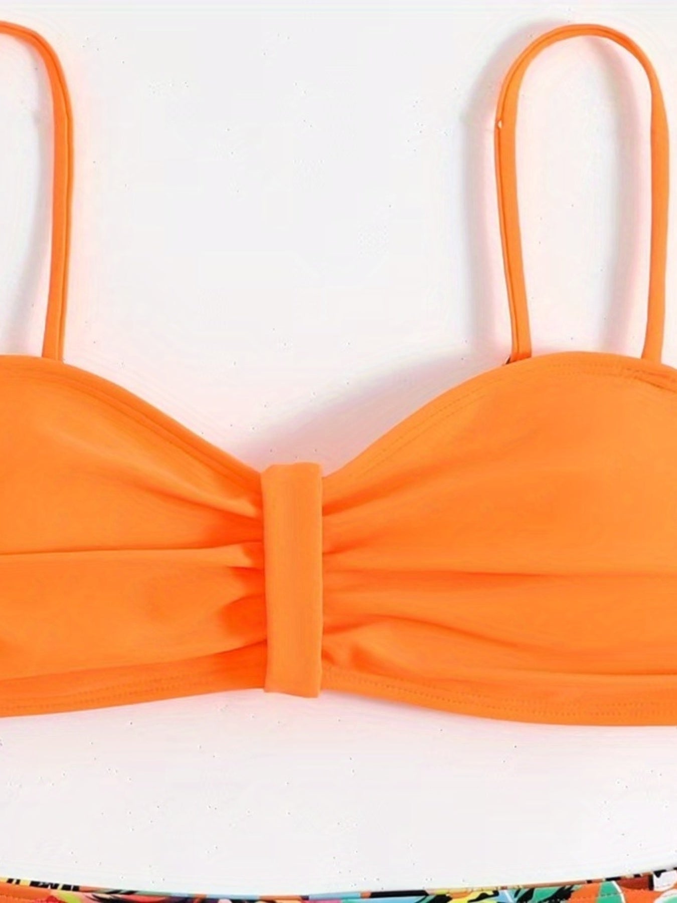 Bikini Tangerine Red Tropical Floral High Waist 2 Piece Swimsuit for Women – Stretchy Off the Shoulder Lace Up Bikini Set with Tummy Control and Customized Fit – Vibrant Summer Beachwear for Vacation Poolside and Resort Looks