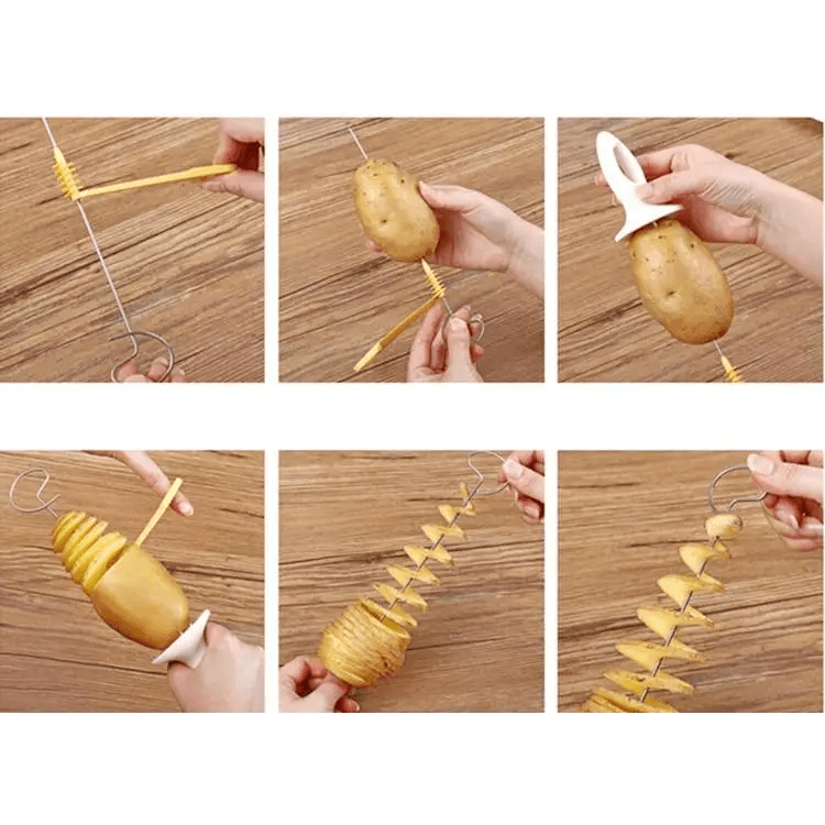 Amazing 2PC Potato Spiral Cutter Cucumber Slicer Kitchen Accessories Vegetable Spiralizer Spiral Potato Cutter Slicer