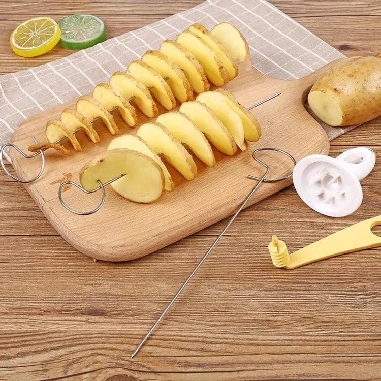 Amazing 2PC Potato Spiral Cutter Cucumber Slicer Kitchen Accessories Vegetable Spiralizer Spiral Potato Cutter Slicer